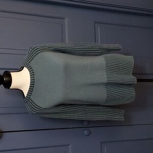 Smartwool hi-low hem ribbed raglan sleeve sweater grey blue crewneck sz small